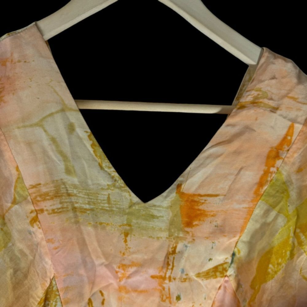 Anthropologie Maeve 100% Silk Ume Yellow Watercolor Tunic Dress Sz 4 View 4